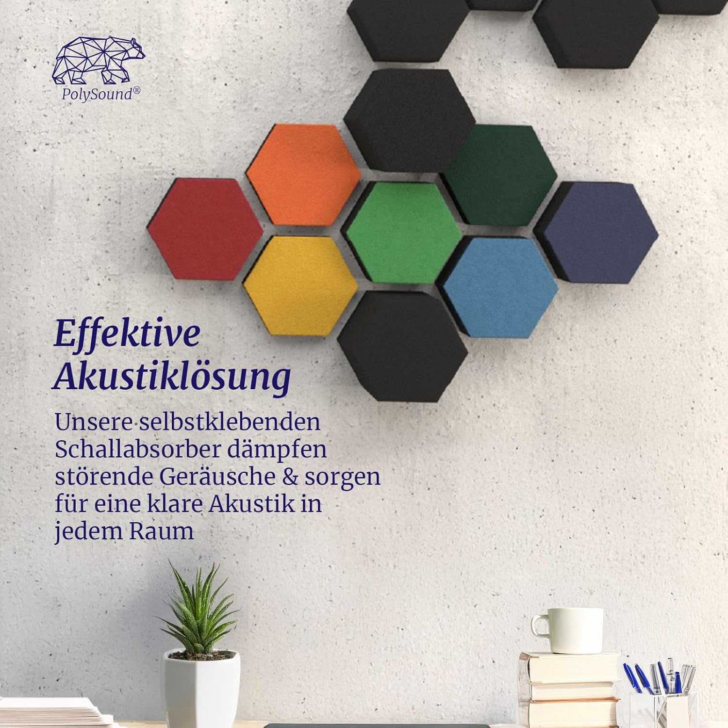 PolySound ECO Absorber Micro Set - 14 Hexagon Akustikabsorber Einsteigerset