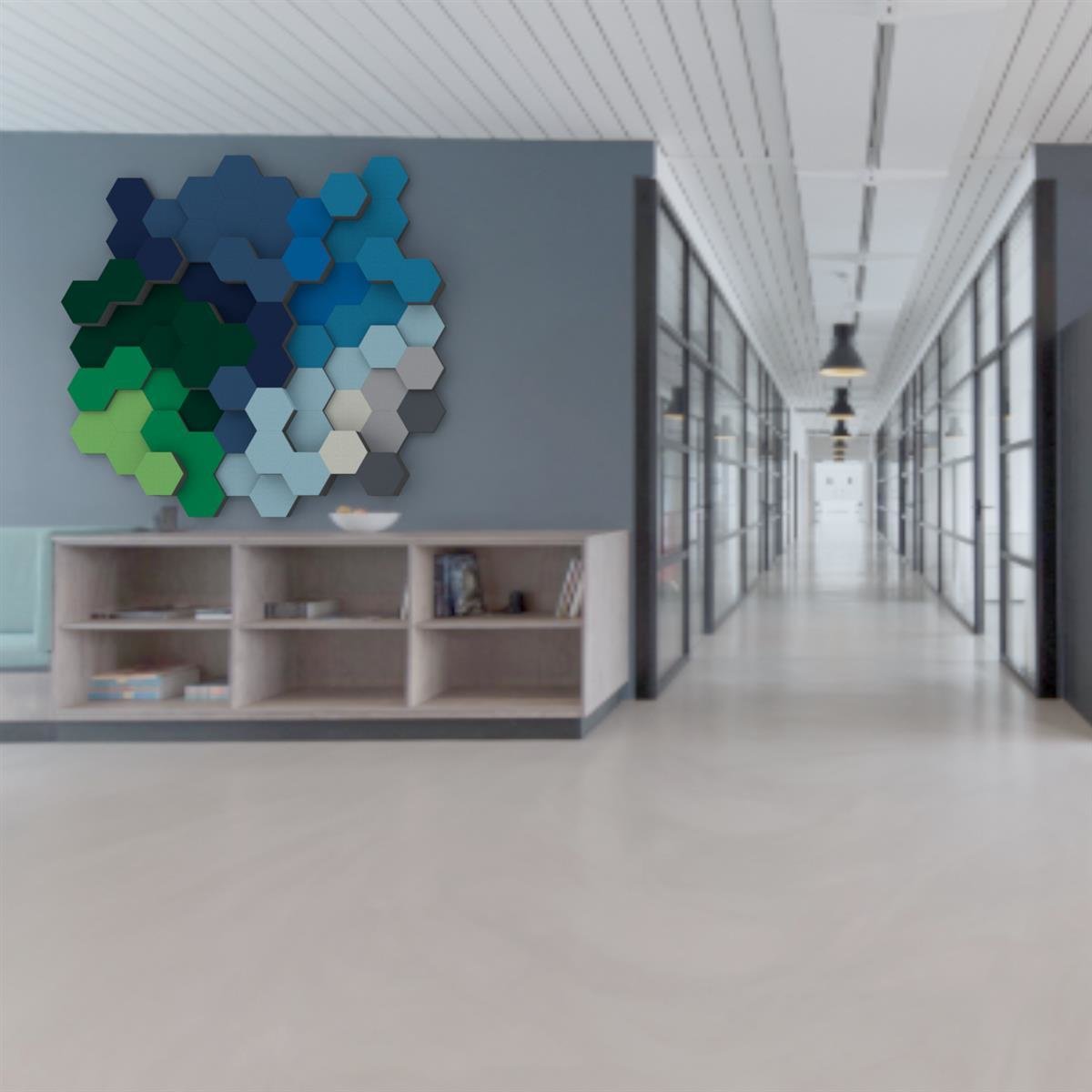 PolySound ECO Hexagon Wall-Set M-Wide - 68 Akustikabsorber für Büros und Studios bis 30m²