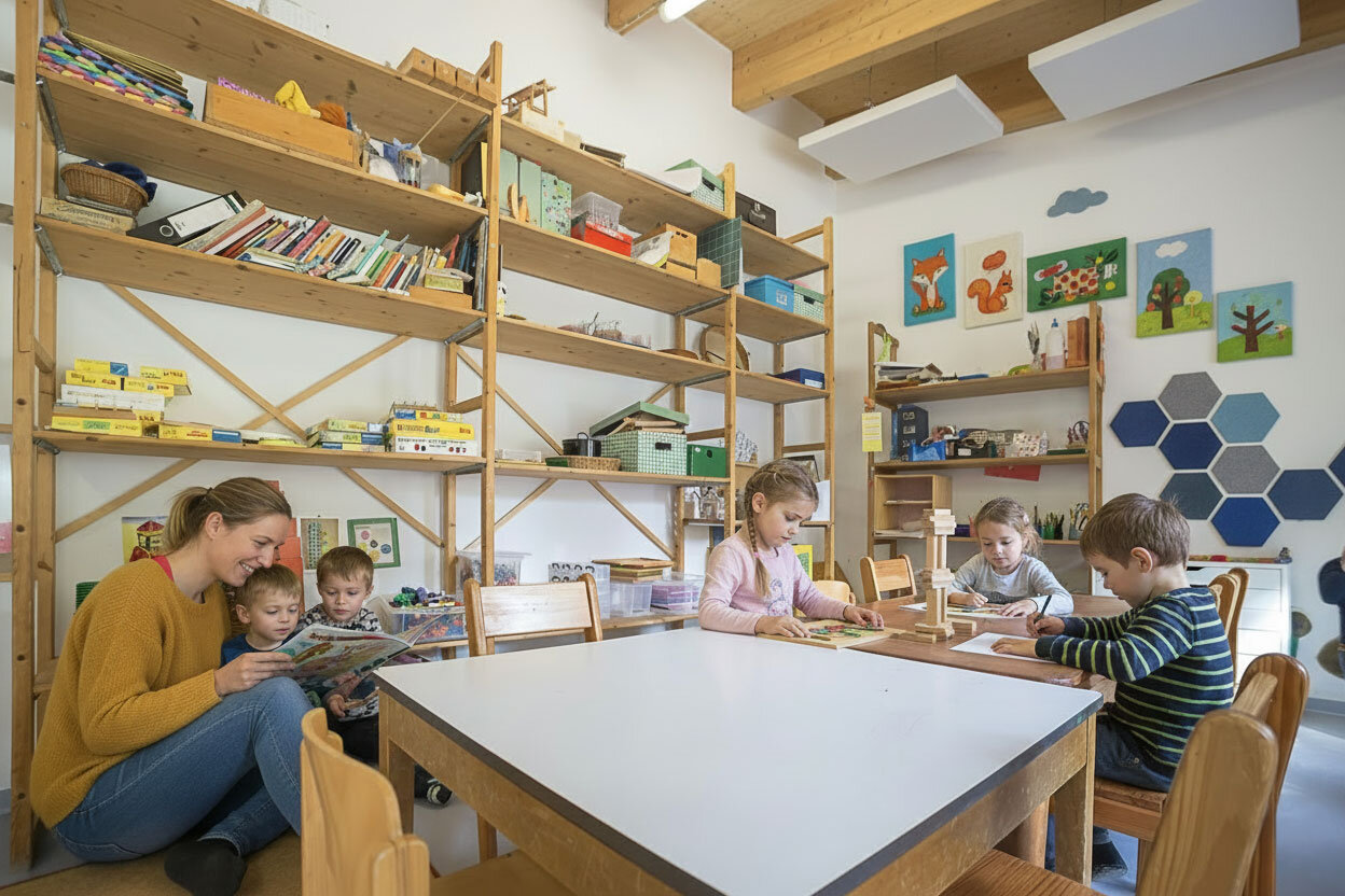 Kinder in der KiTa mit PolySound Akustikabsorbern
